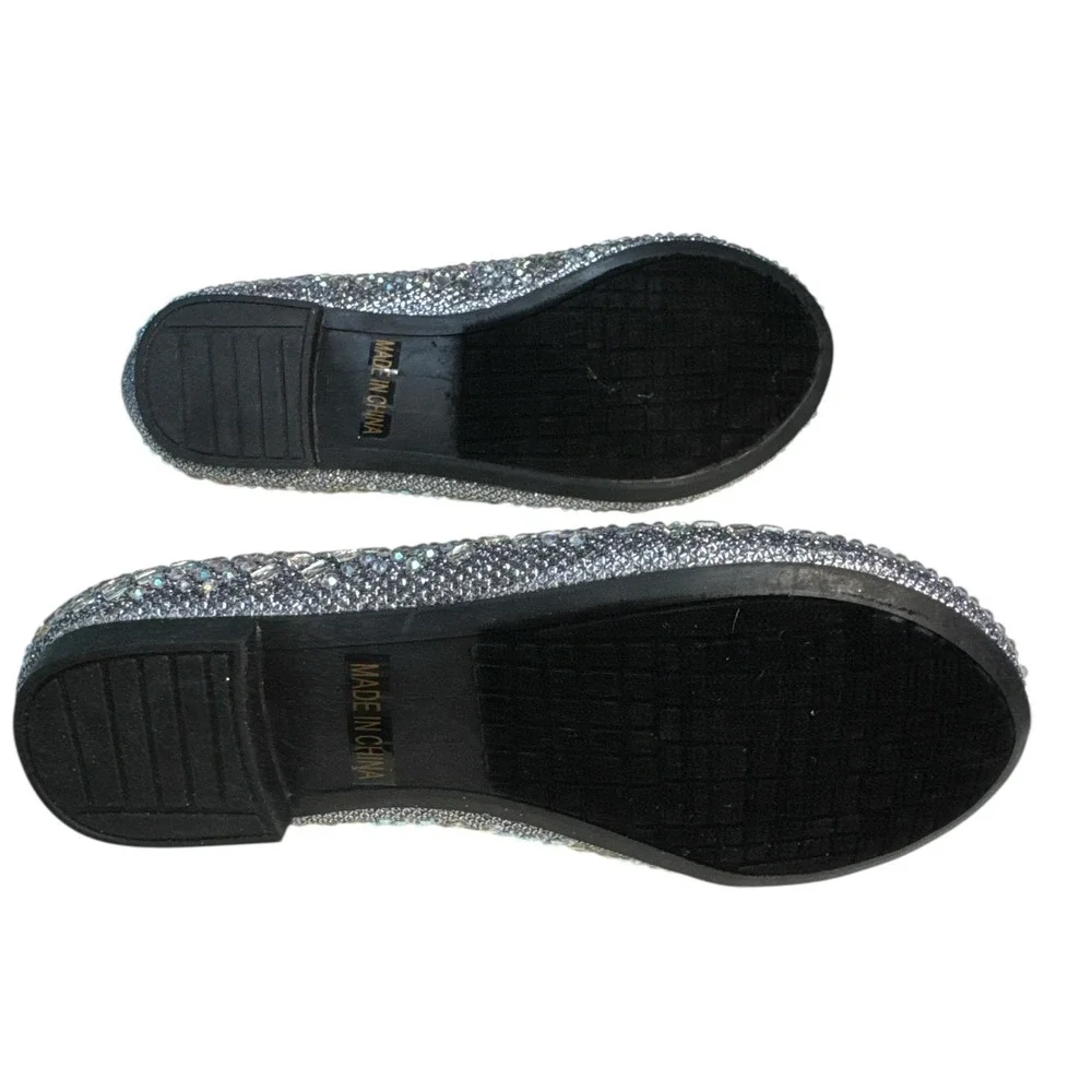 Lauren Lorraine Brenda-K Flats Pewter Crystal Rhinestone Girls Kids‎ Size 11.5